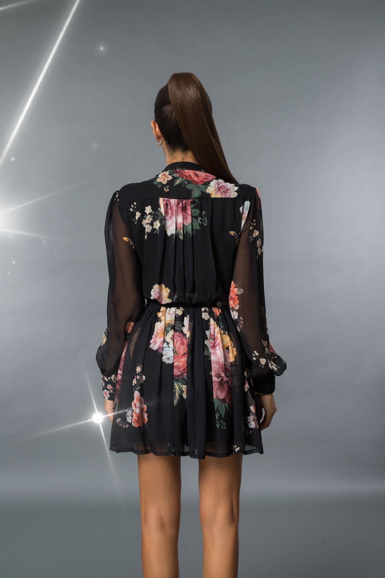 Chiffon Black Flower Dress