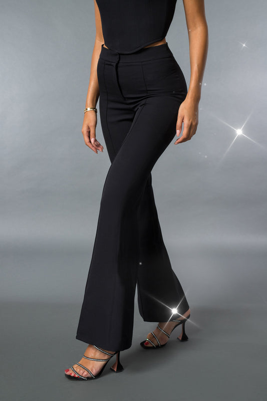 Black Classic High-Rise Trouser with Flared Legs