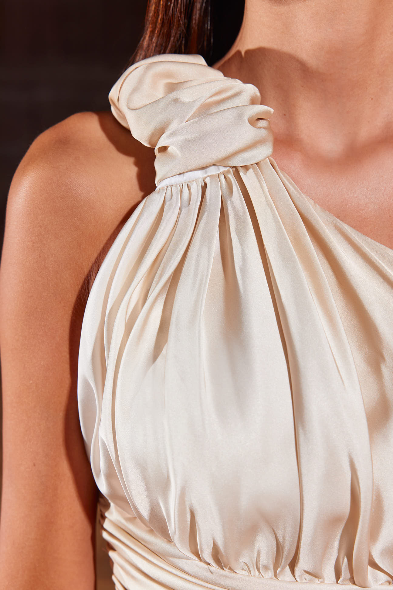 Frosted Toffee One Shoulder Dress