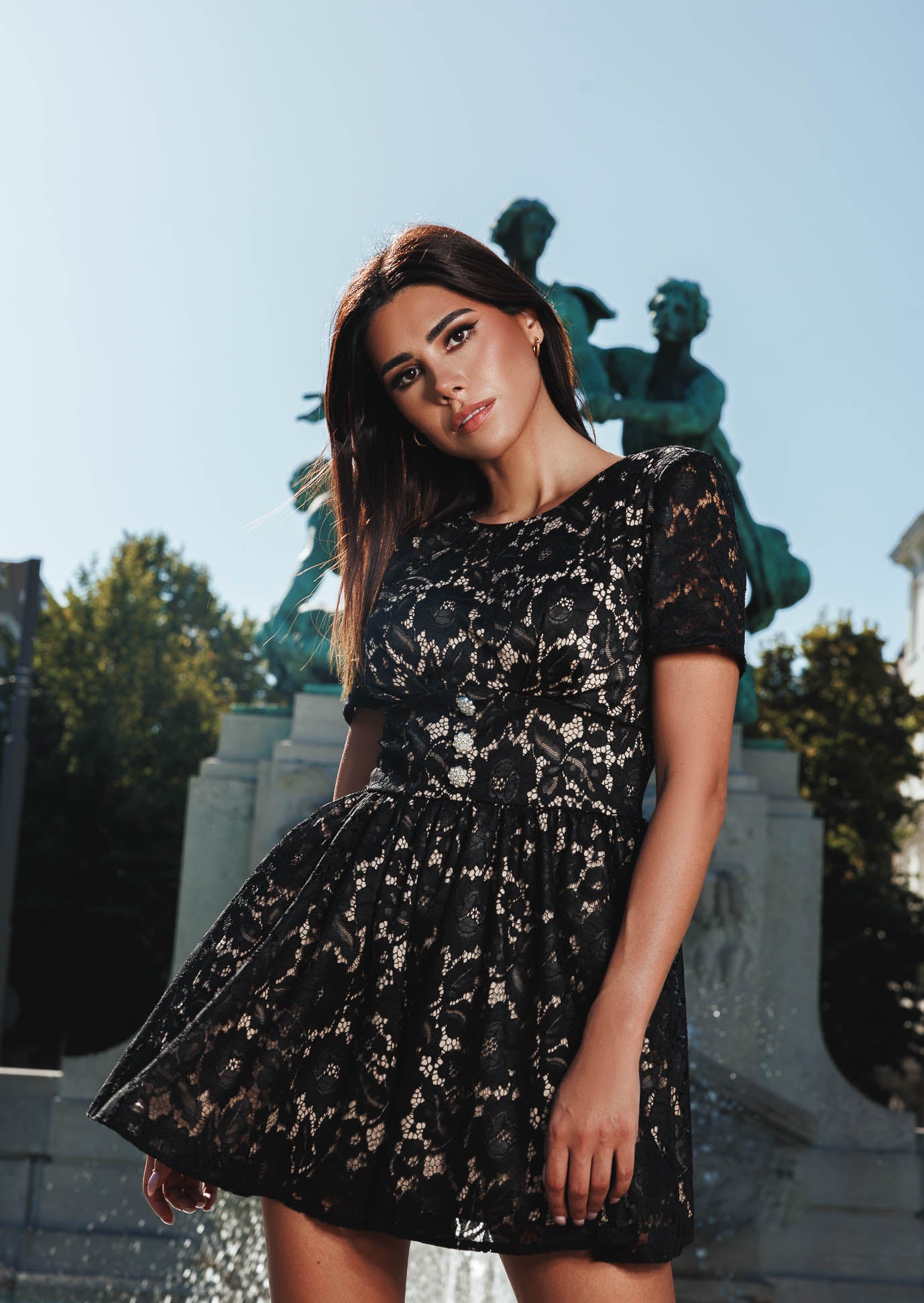 Flower Black Lace Dress