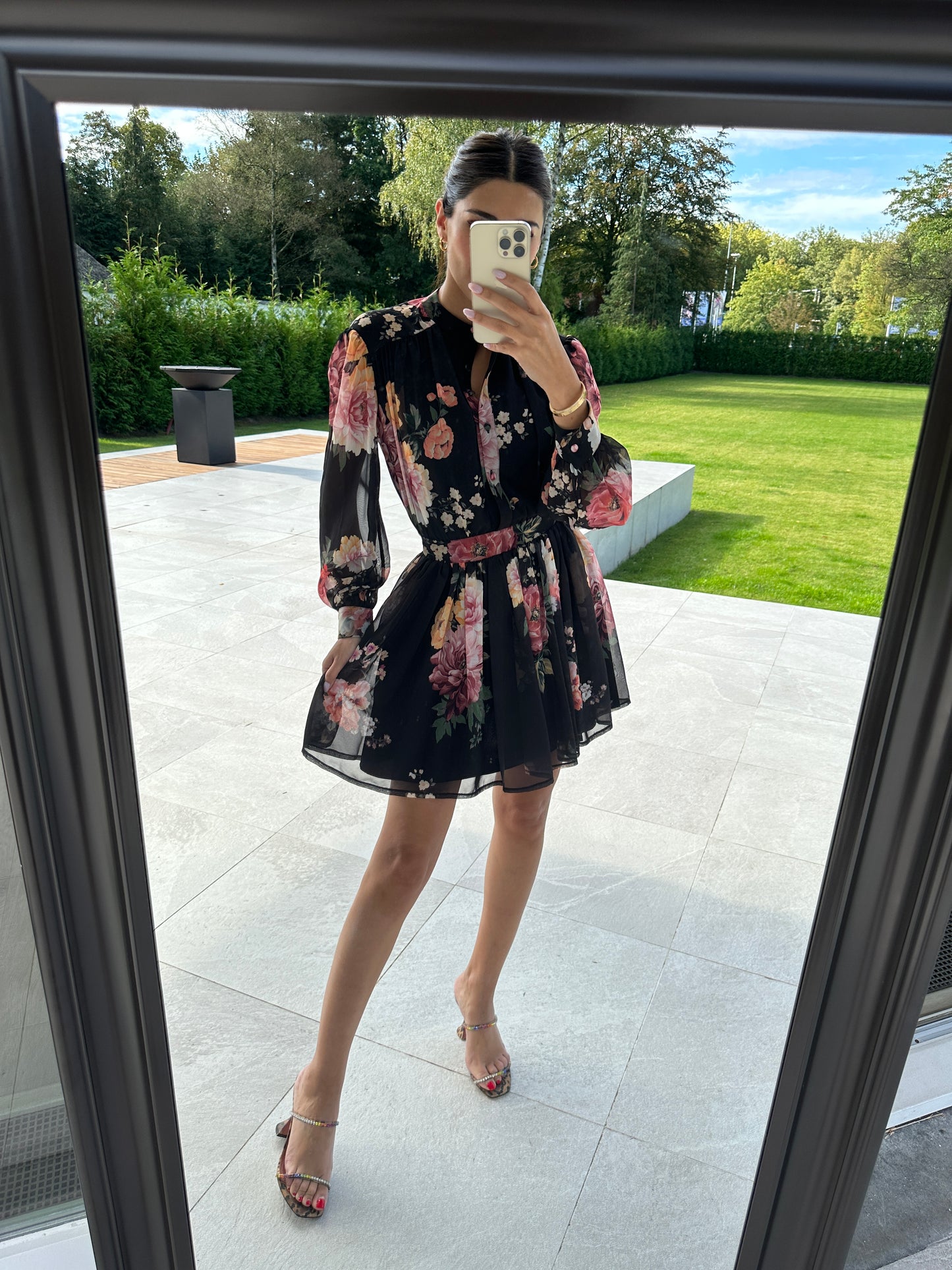 Chiffon Black Flower Dress