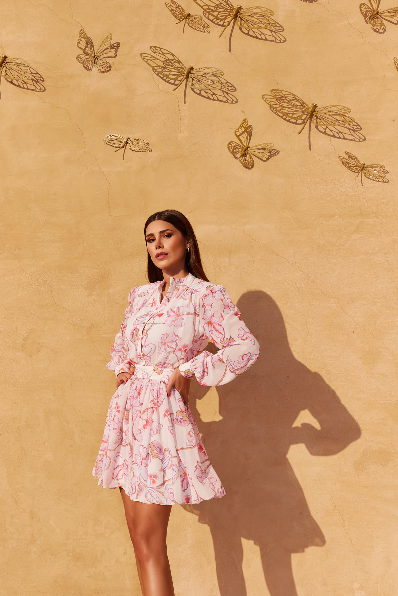 Chiffon Roze Bloemen Jurk