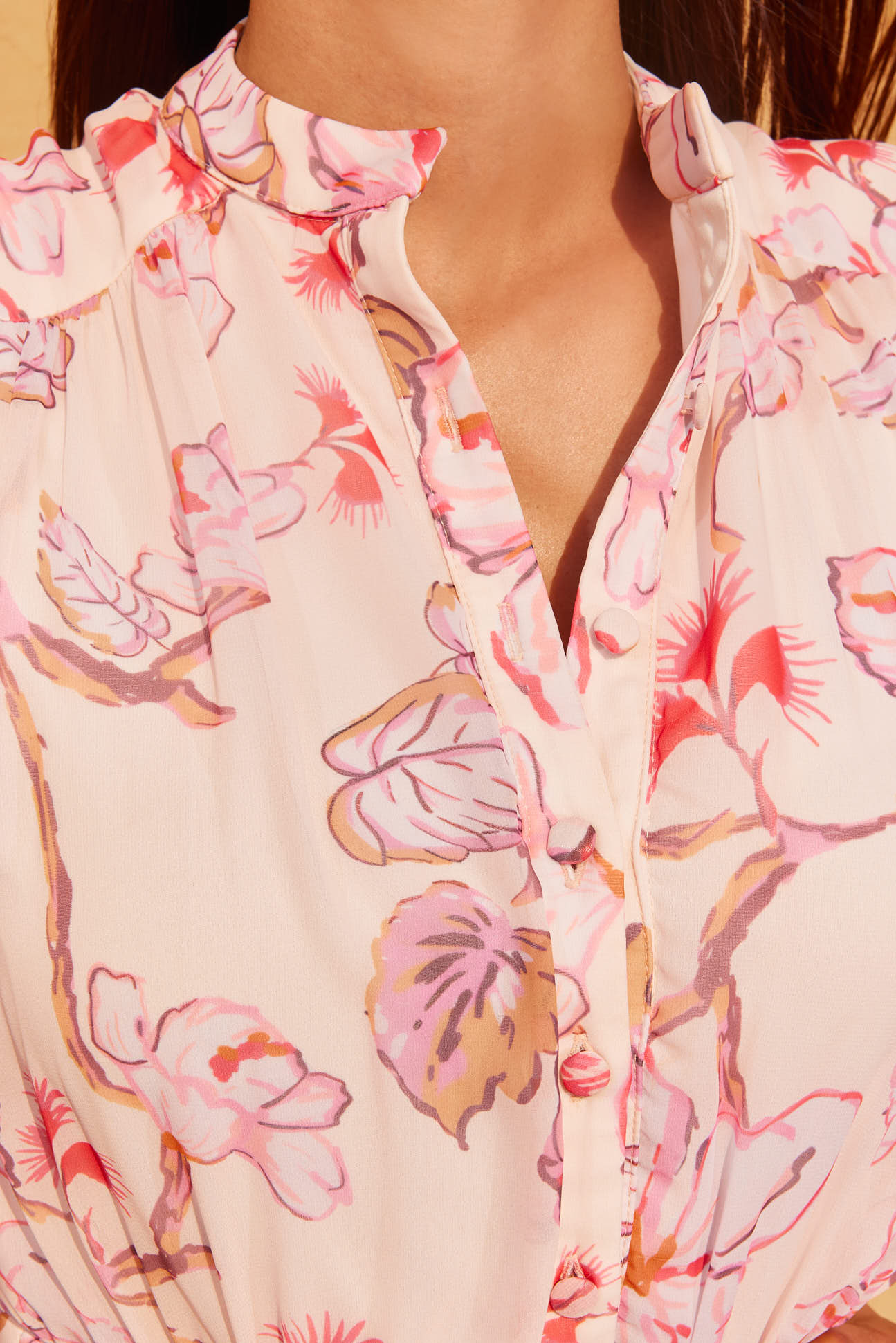 Chiffon Roze Bloemen Jurk