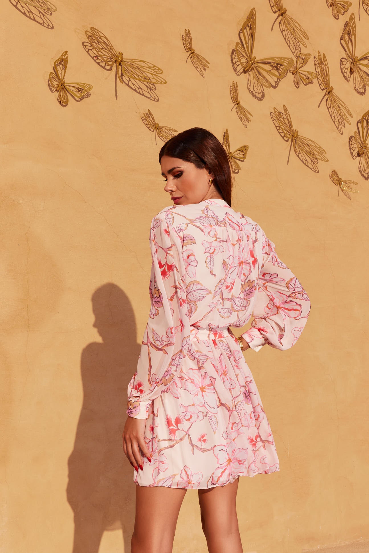 Chiffon Roze Bloemen Jurk