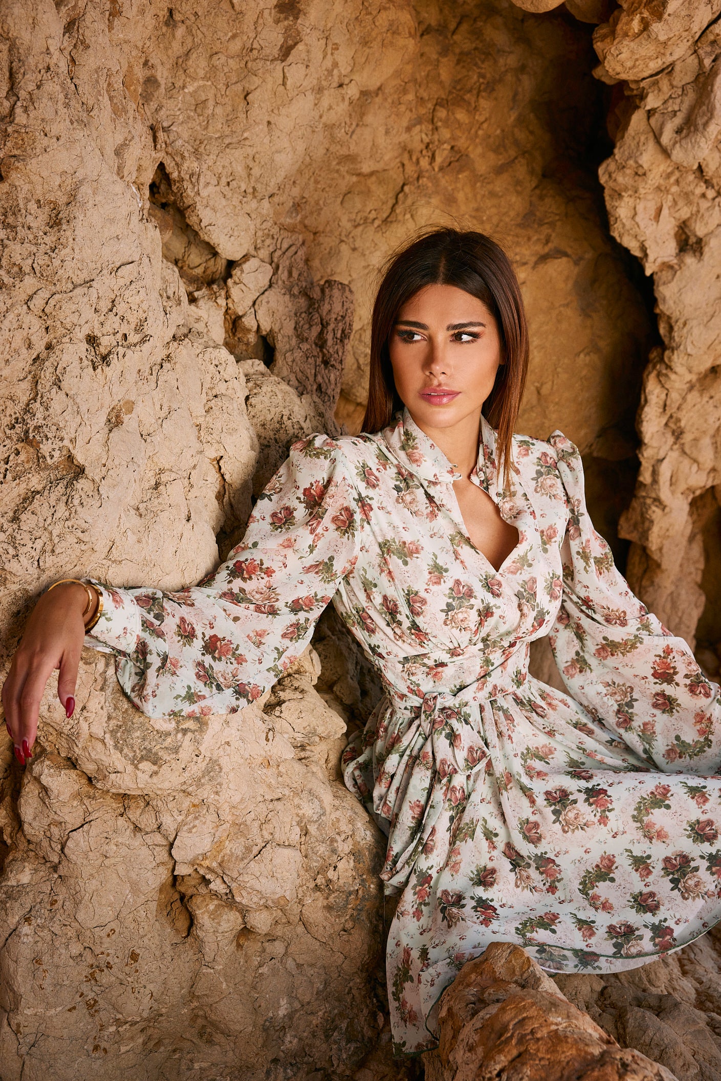 Long Sleeved Mint Chiffon Dress