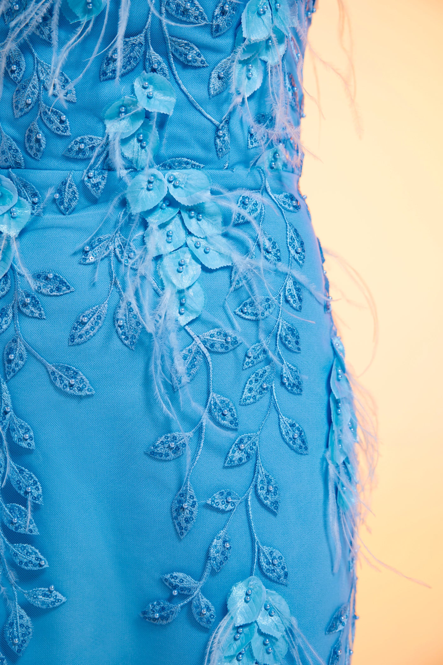 Baby Blue Embroidered 3D Lace Dress