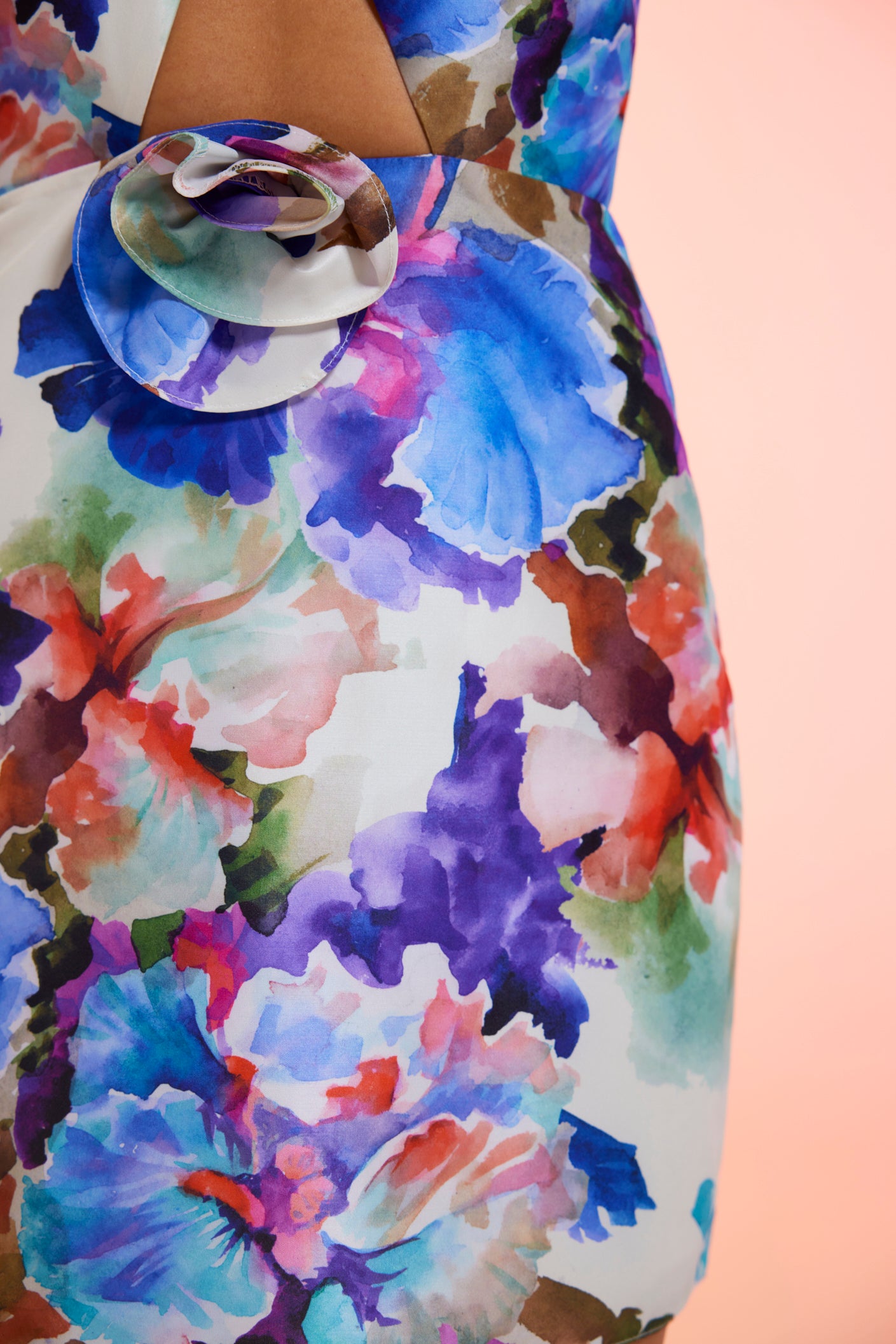 Cut Out 3D Colorful Flower Dress in Taffeta