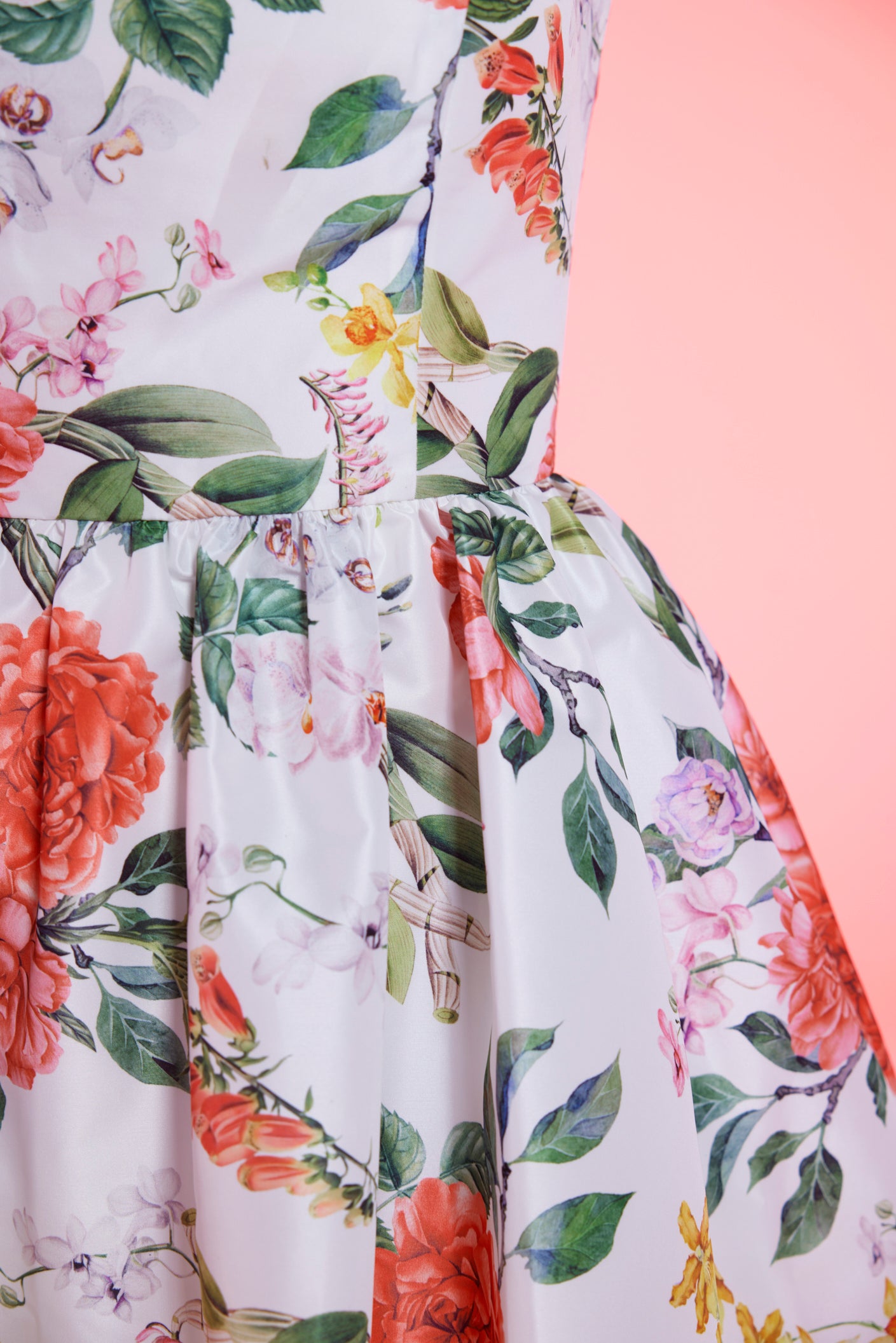 Princess White Flower Dress in Taffeta